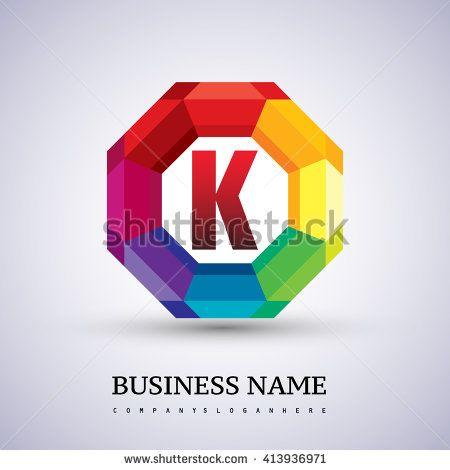 Colorful Company Logo - K Letter colorful logo in the hexagonal. Vector design template