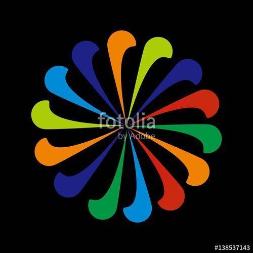 Rainbow Swirl Logo - retro rainbow swirl logo or globe Stock image and royalty