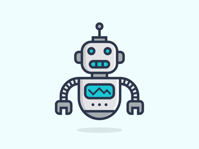 Cartoon Robot Logo - Floating old robot. Design Illustrations