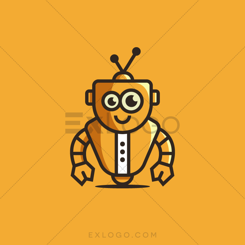 Cartoon Robot Logo - Fun robot logo - ExLogoExLogo