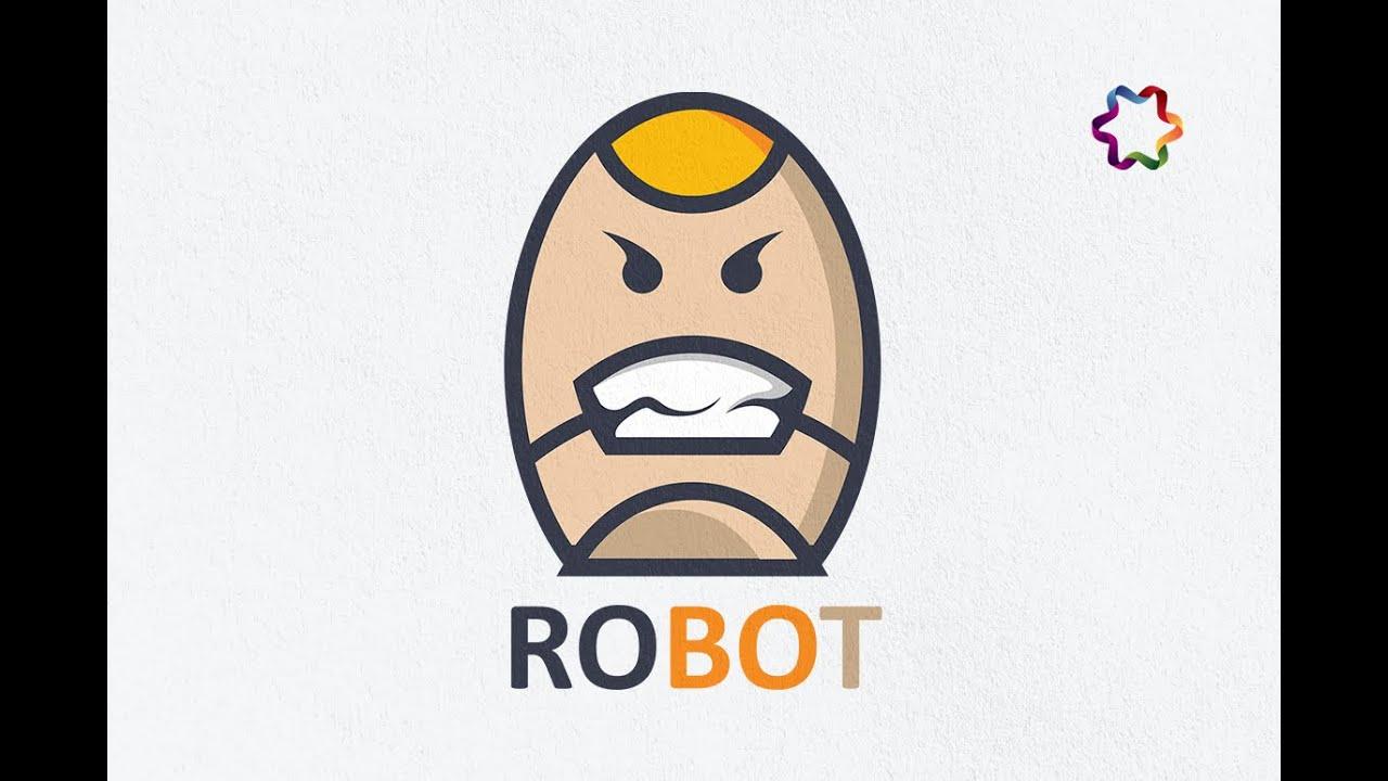 Cartoon Robot Logo - Logo Design illustrator. How to Create a 3D Cartoon Robot Character
