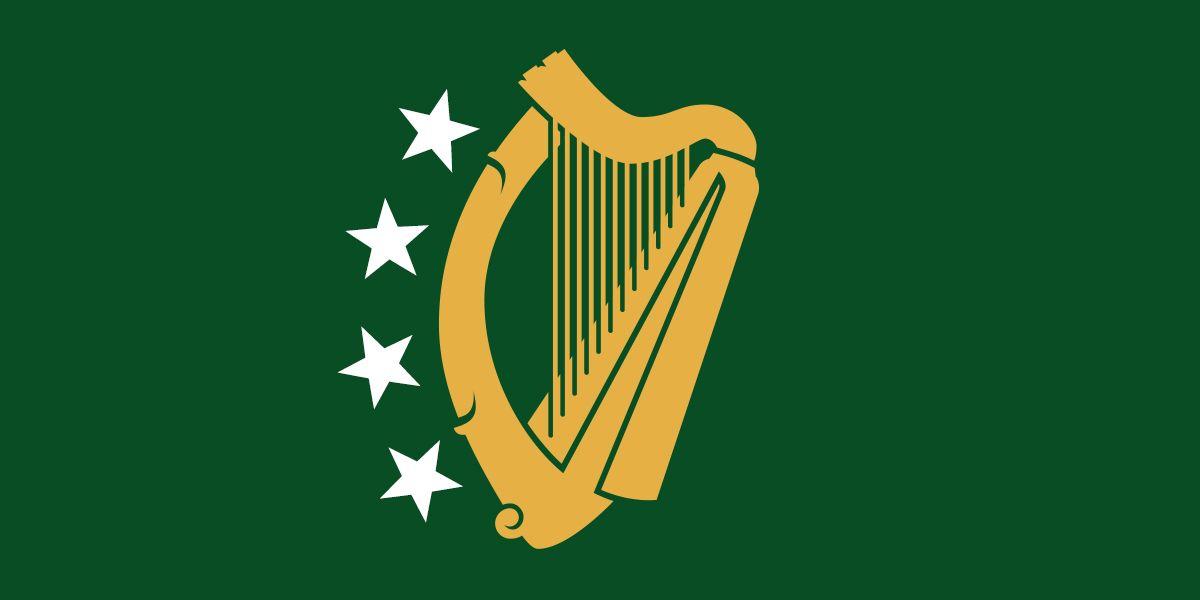 Irish Harp Logo - Modernised historic flag of Ireland (simplified harp + stars ...