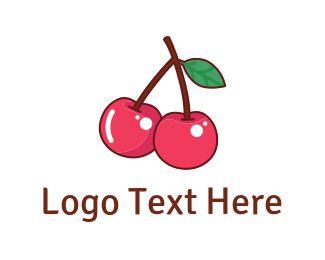 Red Cherry Logo - Logo Maker this Pink Cherries Logo Template Instantly