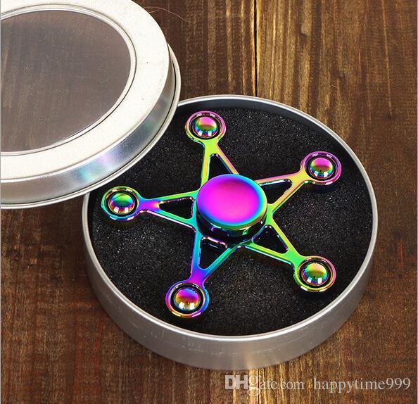 ICG Circle Rainbow Logo - Hot Metal EDC Gyro Toys Zinc Alloy Rainbow Star Fidget Spinner