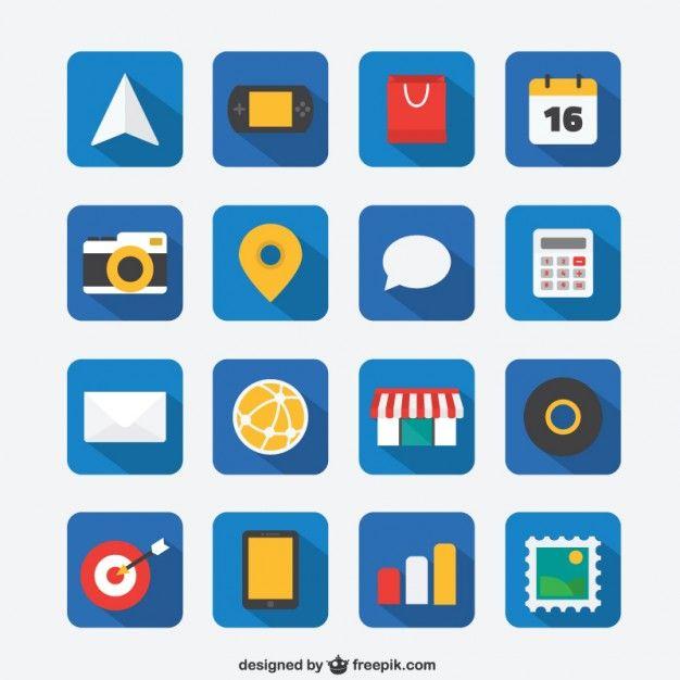 Web App Logo - Flat icon set for web and mobile app Vector | Free Download