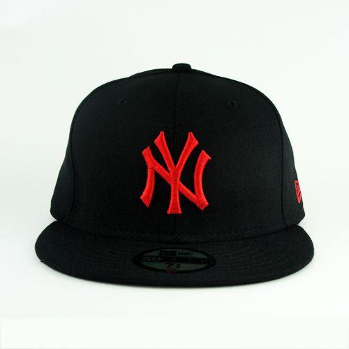 Black Red Hat Logo - New York Yankees Black Red Hat Custom New Era Cap 5950 Fitted