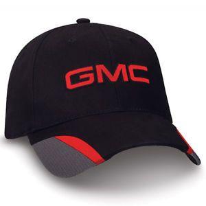 Black Red Hat Logo - GMC Logo Hat Black Sanded W/ Flare Twill Cap Red Emblem
