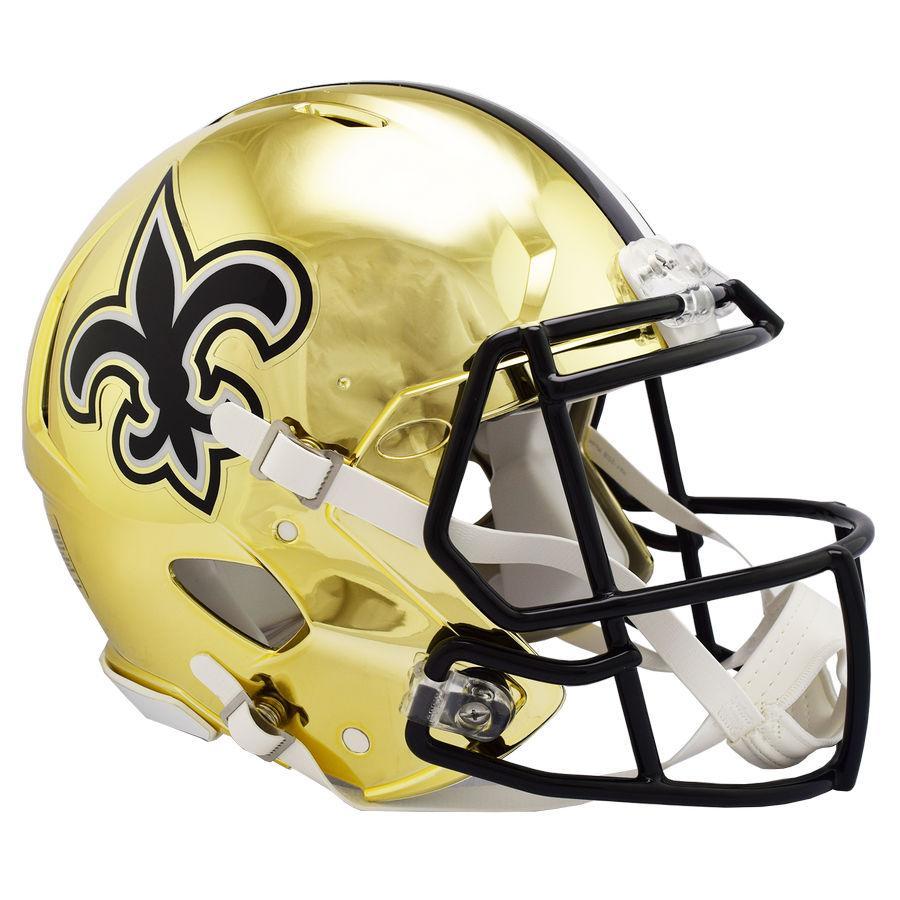 Saints Helmet Logo - New Orleans Saints Chrome 2018 Riddell Speed Au