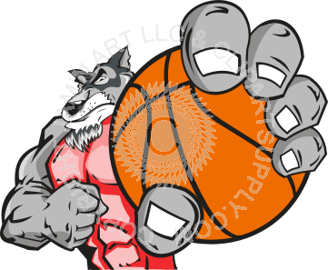Wolf Basketball Logo - Wolf holding basketball