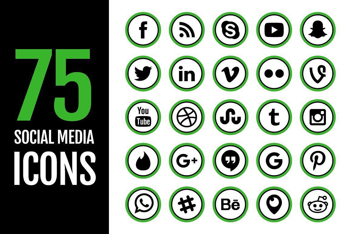 Green Social Media Logo - 75 Green Thick Social Media Icons ~ Icons ~ Creative Market
