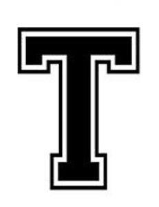 Black Letter T Logo - Varsity College Lettering - Letter T - Car Tablet Vinyl Decal | eBay