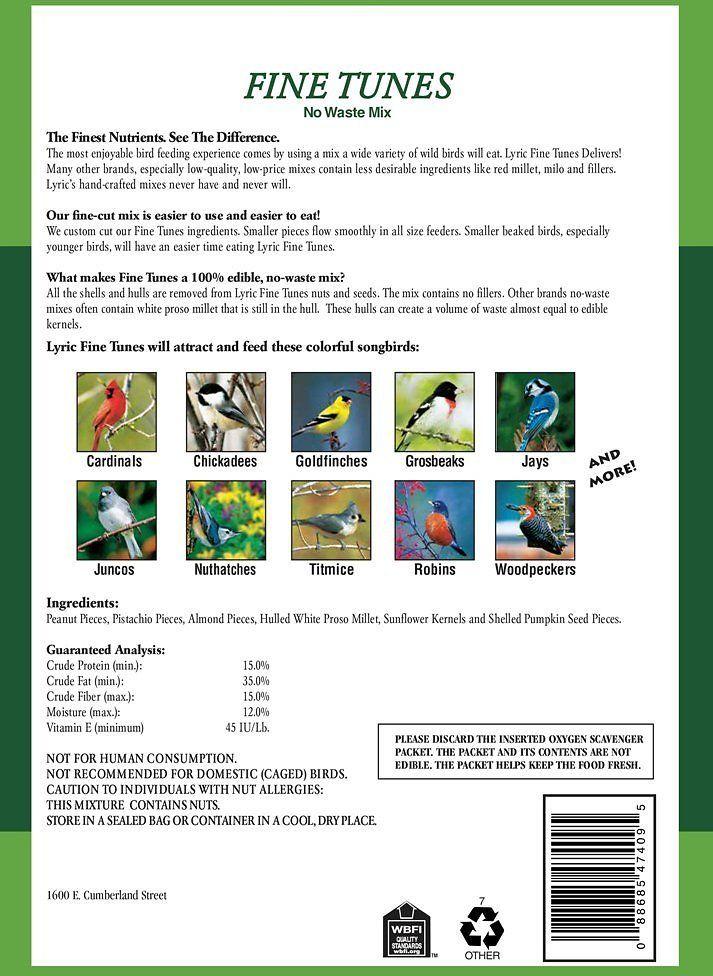 Fine-Tunes Logo - Lyric Fine Tunes No Waste Mix Wild Bird Food, 15-lb bag - Chewy.com