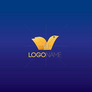 Bird with Yellow and Blue Airplane Logo - Professional Ready Made Logo Design Template, Fly, Origami