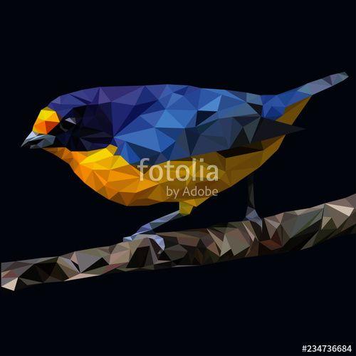 Bird with Yellow and Blue Airplane Logo - yellow and blue bird low poly