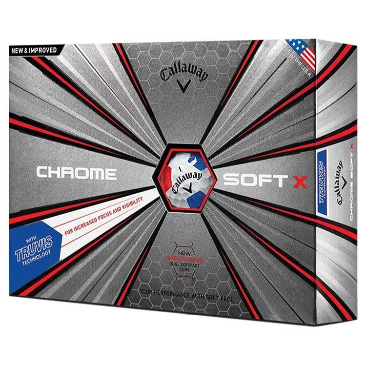 Red and Blue U Logo - Callaway Chrome Soft X Truvis Golf Balls White/Red/Blue - Clubhouse Golf