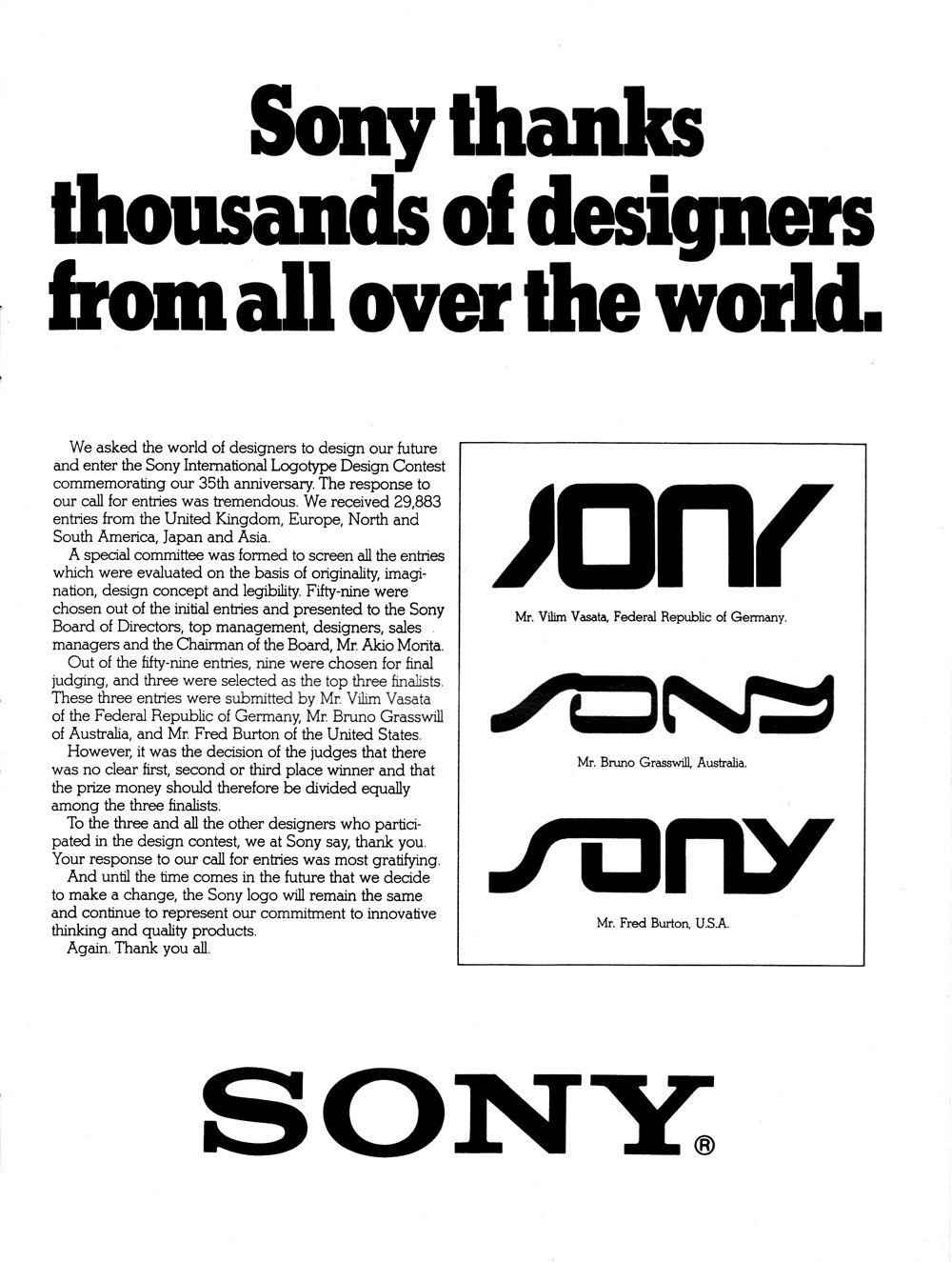 Old Sony Logo - Sony asked the public to redesign its logo in 1981. It didn't work