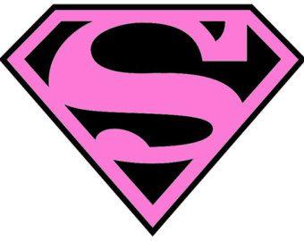 Pink Superman Logo - Pink and Black Superman Iron On Fabric Transfers Tshirt