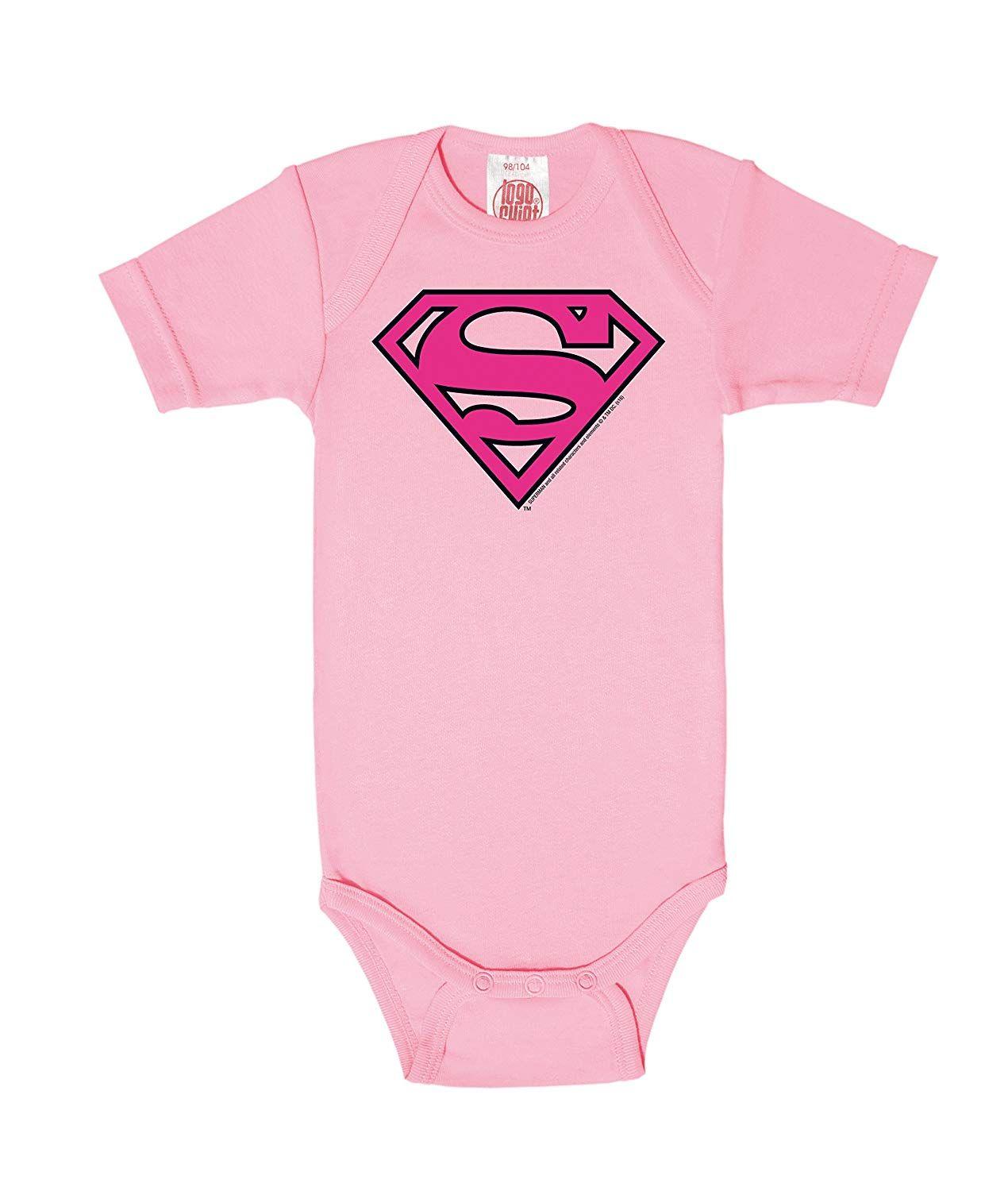 Pink Superman Logo - Logoshirt Baby Body Superman Logo Pink - DC Comics - Romper ...