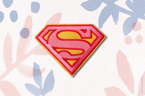 Pink Superman Logo - pink superman logo patchiron on patch embroidered