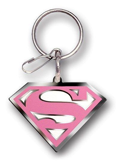 Pink Superman Logo - Die Cut Pink Superman Logo Key Ring