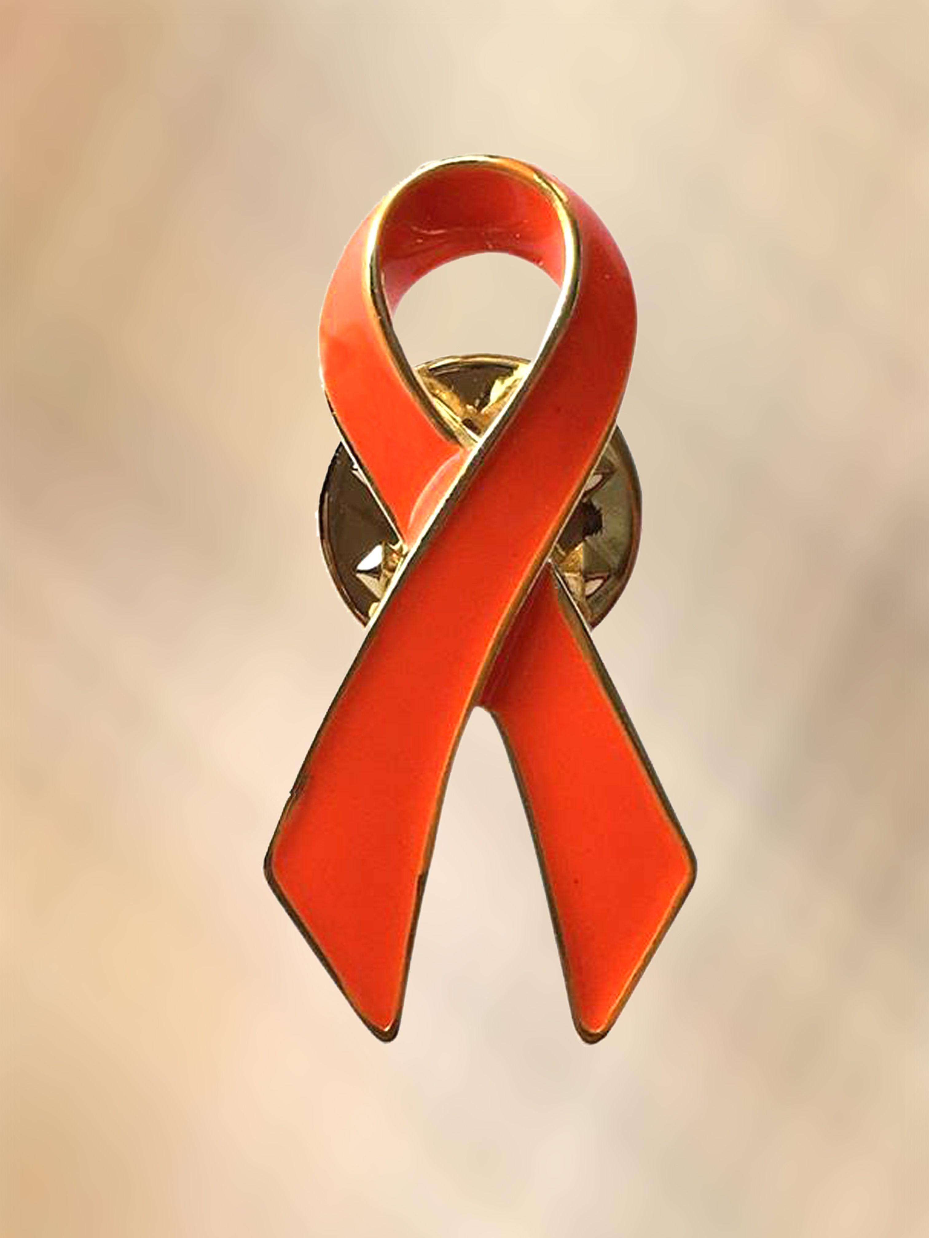 Red and Orange Ribbon Logo - NEW Orange Ribbon Kidney Cancer Leukemia Awareness Lapel Pin Brooch