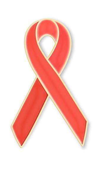 Red and Orange Ribbon Logo - Orange Hunger, Kidney cancer and Leukemia Awareness Ribbon Lapel