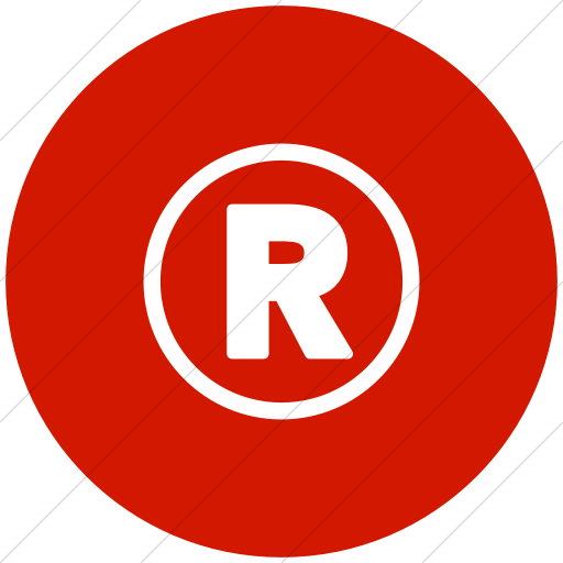In Red Circle White R Logo - IconsETC » Flat circle white on red encircled capital r icon