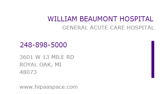 William Beaumont Hospital Logo - 1689653305 NPI Number | WILLIAM BEAUMONT HOSPITAL | ROYAL OAK, MI ...