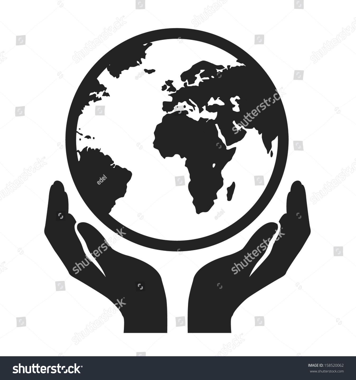 Hands Holding Globe Logo - hands holding globe earth web black icon. save earth concept vector ...