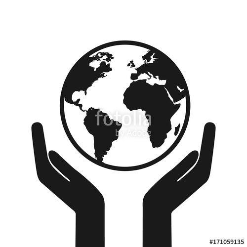 Hands Holding Globe Logo - Hands holding earth web black icon. Happy earth day. Save earth ...