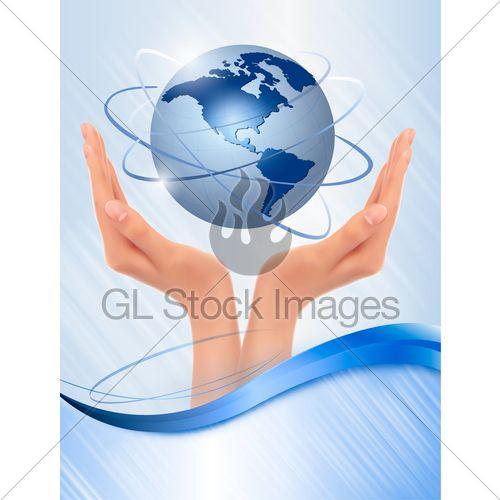 Hands Holding Globe Logo - Background With Hands Holding Globe Vector · GL Stock Images