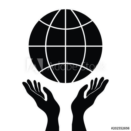 Hands Holding Globe Logo - protecting or control hands holding globe, simple black vector icon ...