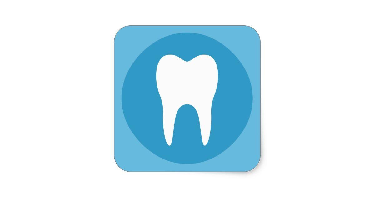 Tooth Logo - Blue and white tooth logo dentist dental modern square sticker