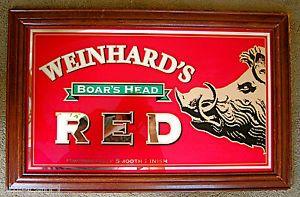 Red Boar Head Logo - WEINHARD'S BOAR'S HEAD RED BEER SIGN MIRROR BOAR'S HEAD LAGER SIGN ...