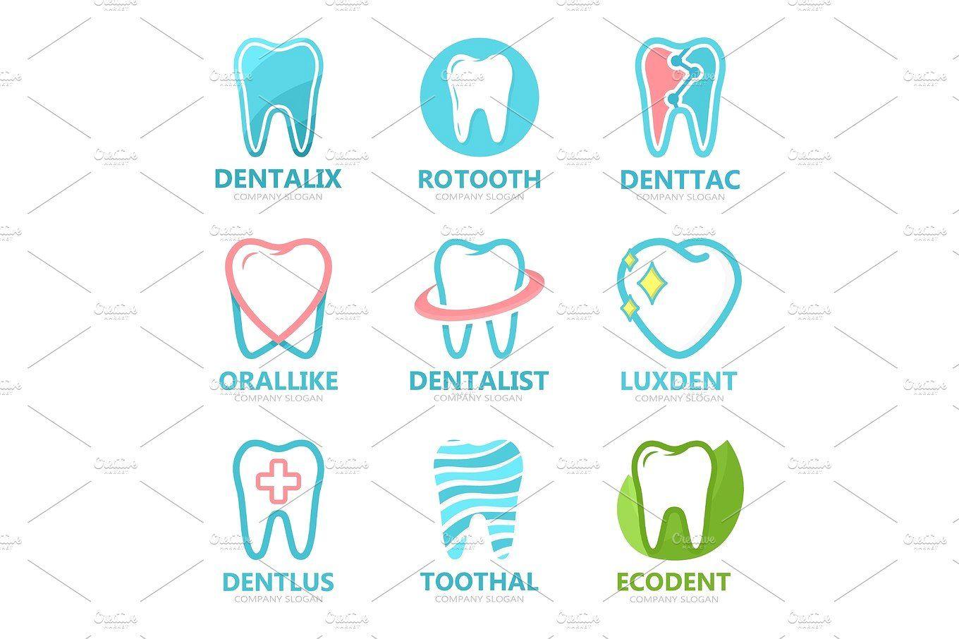 Tooth Logo - Set of tooth logo design template. Dental logo. Dental clinic logo ...