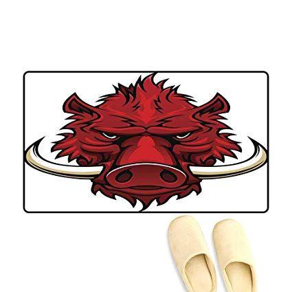 Red Boar Head Logo - Bath Mats for Floors Red Boar Head Mascot 32x48