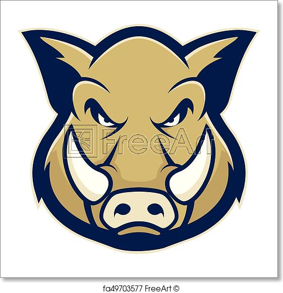 Red Boar Head Logo - Free art print of Wild hog or boar head mascot. Clipart picture of a