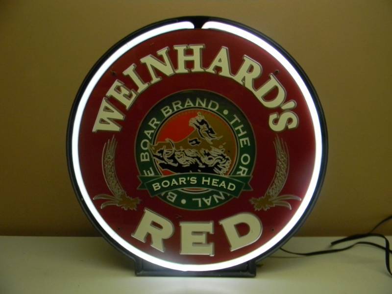Red Boar Head Logo - VINTAGE WEINHARD'S RED BOAR'S HEAD NEON LIGHT - WORKS! COOL LIGHT ...