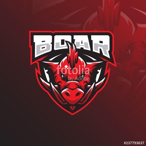 Red Boar Head Logo - boar mascot logo design vector with modern illustration concept ...
