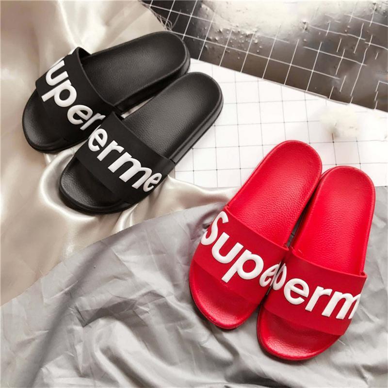 Silver Box Style Brand Logo - Wholesale A1Supreme Box Logo Black Red Slippers New Style Hip Hop ...