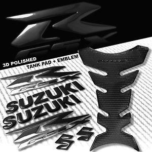 3D Black and White Logo - BLACK PRO GRIP FUEL TANK PAD 8 3D SUZUKI LOGO GSXR FAIRING EMBLEM