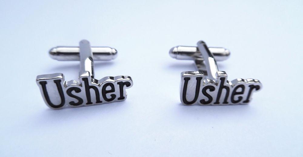Silver Box Style Brand Logo - Usher Wedding Cuff Links Silver Style Metal Cuff Links In A GIFT