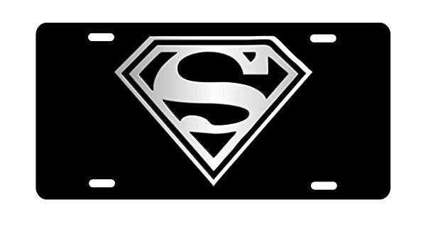 3D Black and White Logo - Superman logo black and white personalized novelty license plate