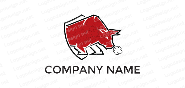 Red Shield Animal Logo - angry bull with shield | Logo Template by LogoDesign.net