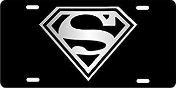 3D Black and White Logo - Superman logo black and white personalized novelty license plate ...