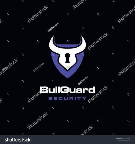 Bull Shield Logo - geometric bull head horn with lock and shield logo icon vector