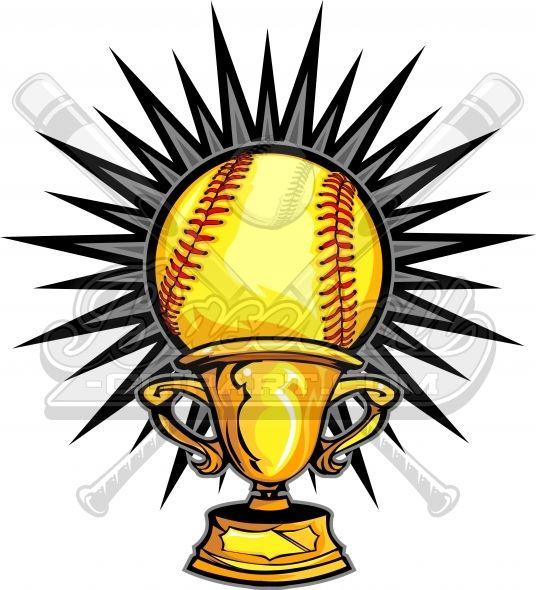 Softball Champs Baseball Logo - Softball Champions Design Trophy Vector Clipart Image