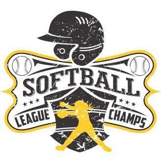 Softball Champs Baseball Logo - Softball League Champs Vector T Shirt Design. Softball. Softball