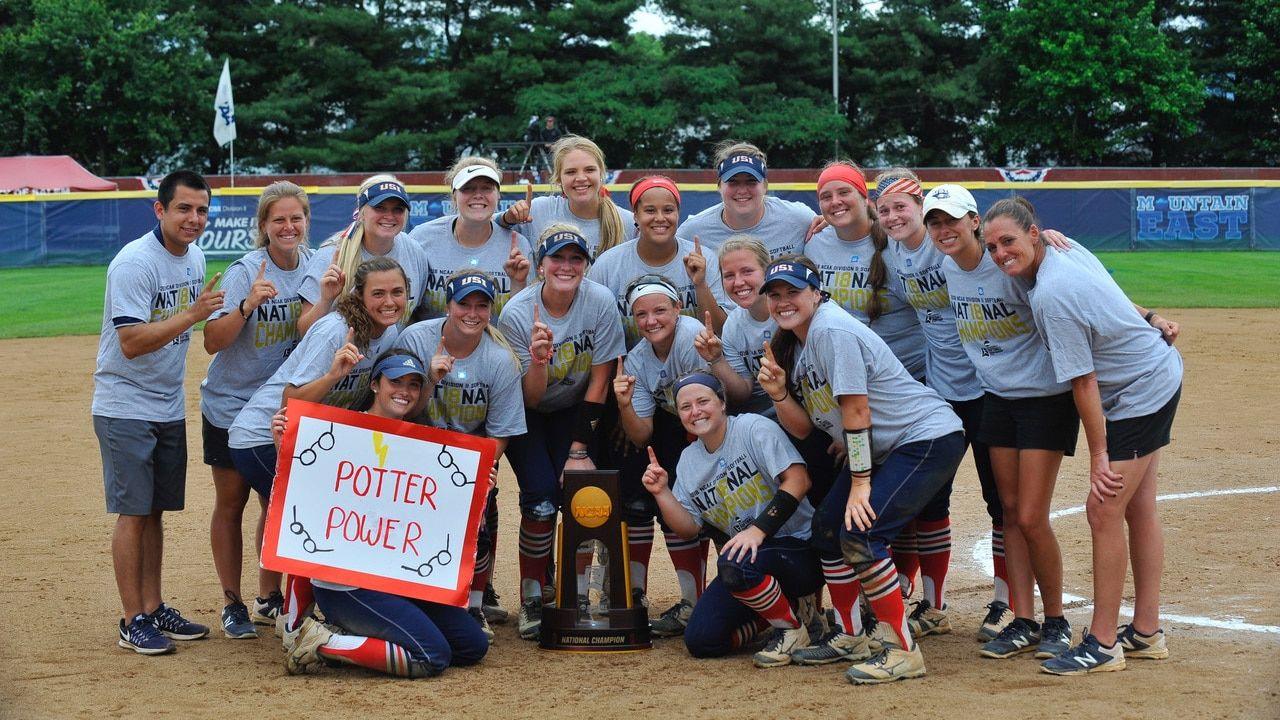 Softball Champs Baseball Logo - Southern Indiana wins the 2018 DII Softball Championship | NCAA.com