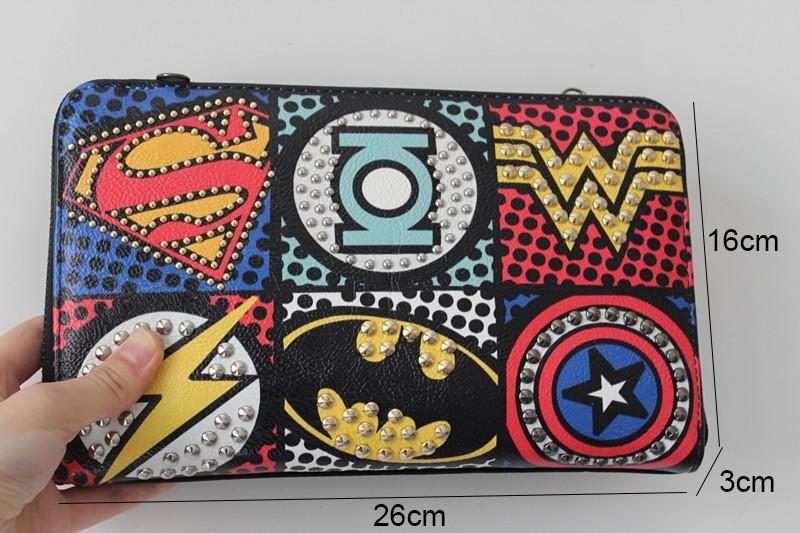 Graffiti Superhero Logo - Unisex Marvel Clutch Fashion Retro PU Leather Supercool